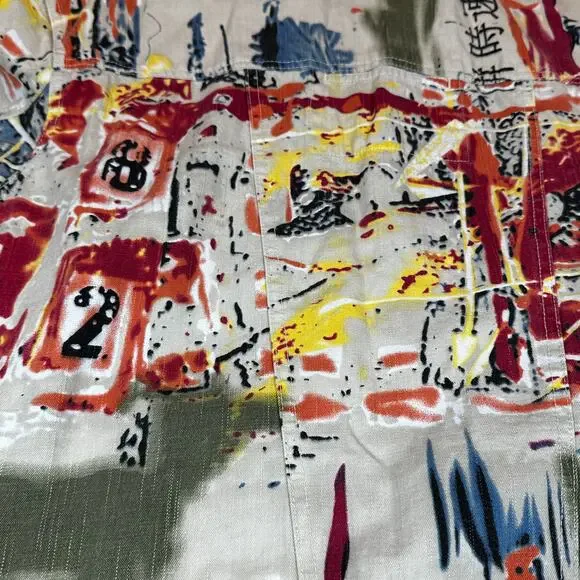 Units Woman Jacket 2X Abstract Print Button Front Long Sleeve Boxy Cotton Coat - Picture 14 of 15